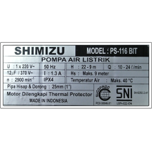 Máy bơm nước Shimizu PS-116 BIT không tự động, đẩy cao, giếng cạn